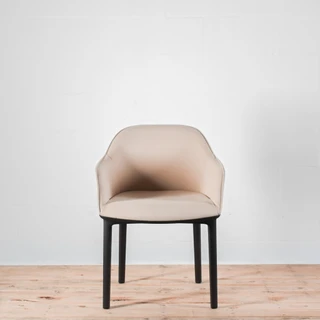 Vitra Softshell Armchair with 4 Leg Base in Mello Papyrus Fabric - Re-Lived