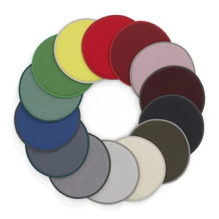 All the different colours of the Vitra Seat Dot Cushions against a white background
