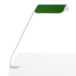 HAY Apex Clip Desk Lamp in Emerald Green against a white background