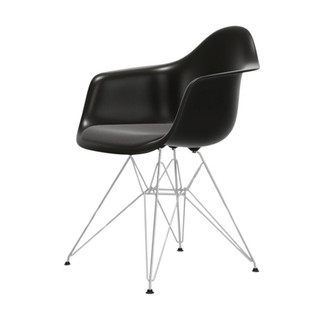 Vitra Eames DAR Plastic Armchair with Upholstered Seat white sweep
