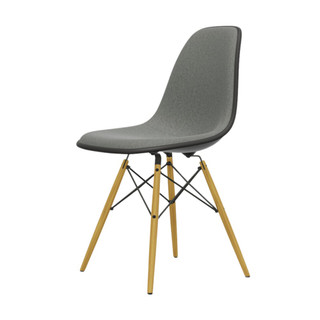 Vitra Eames DSW Plastic Side Chair in black fully upholstered