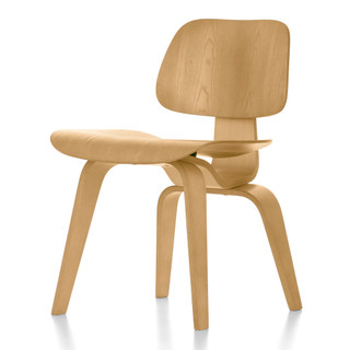 Vitra Eames DCW chair in Natural Ash against a white background