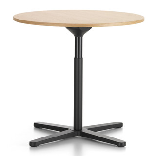 Round Vitra Superfold Table with wood top against a white background