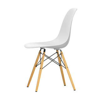 Vitra Eames DSW Plastic Side Chair in Cotton White against a white background