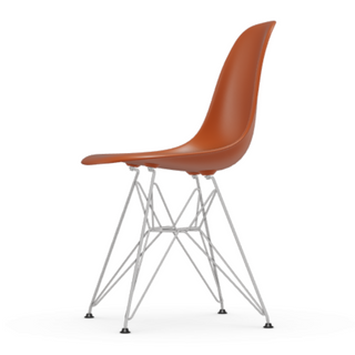 Vitra Eames DSR Plastic Side Chair in Rusty Orange against a white background