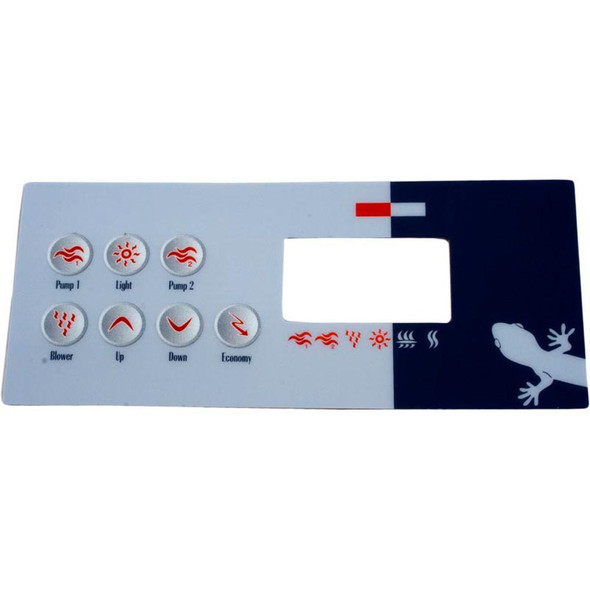  7 Button Topside Overlay, Gecko TSC-8-GE2, P1, P2, Bl, Lt 