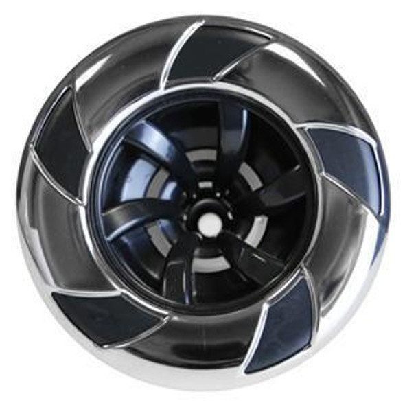  5" PLUCS2295141S Cal Spas Jet Insert (Psr)  Power Storm Rifled Int. Motion Esc. with Metal Black Nozzle - Black, Threaded 
