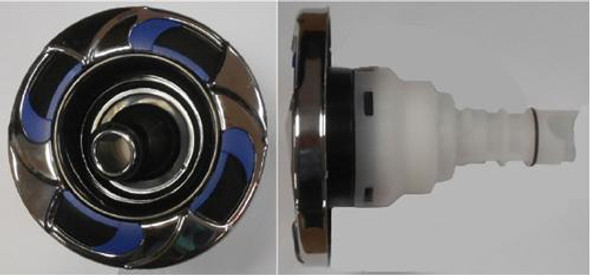  Cal Spas Jet Insert (4D) 4" Velocity Int Dir Stainless Escutcheon, Blue Insert, Black Flange, Black Eyeball With Stainless Nozzle Ring (29940-112-400) 