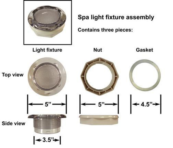  LIT16100237 5" Jumbo Spa Light Oem Kit, No Lenses, No Back Cap 