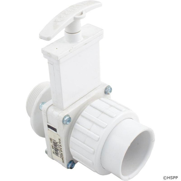  1-1/2" Mpt x S(UN) Single Union Spa Valve, PVC-White, 6124 