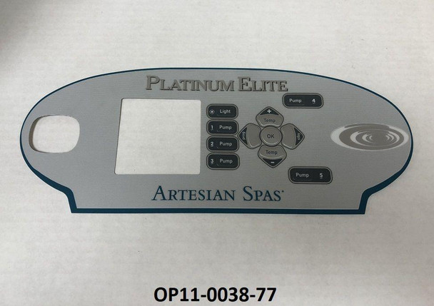 Artesian Spas 11-0038-77, Artesian Spas Topside Overlay, In.K663, Plat. 5P 