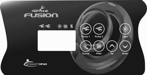 Dynasty Spas 14229 Dynasty Spas Topside Overlay, K-85, IN.XE, 2 Pump, Fusion Logo, 2011  LED  Dynasty Spas 14229 Dynasty Spas Topside Overlay, K-85, IN.XE, 2 Pump, Fusion Logo, 2011  LED