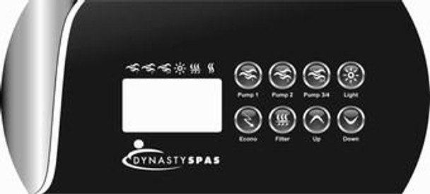 Dynasty Spas 14085 Dynasty Spas Topside Overlay, K-85, IN.XE, 4 Pump, Dynasty Logo 