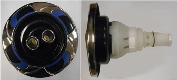 Cal Spas 5" Cal Spas Jet Insert (5DR) 5" Velocity Double Roto Stainless Escutcheon, Blue Insert, Black Flange, Black Eyeball with Stainless Nozzle Ring (29950-032-400) 