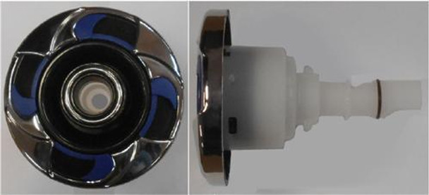  Cal Spas Jet Insert (3D) 3" Velocity Int Dir Stainless Escutcheon, Blue Insert, Black Flange, Black Eyeball With Stainless Nozzle Ring (29930-112-400) 