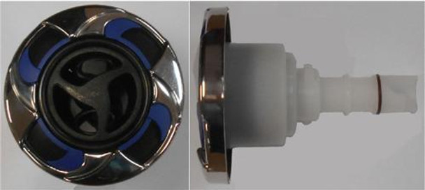 Cal Spas Cal Spa Jet Insert, 3" Velocity Int Bearingless Double Roto; Stainless Escutcheon ,Blue Insert, Black Flange, Black Cage, Black Eyeball 