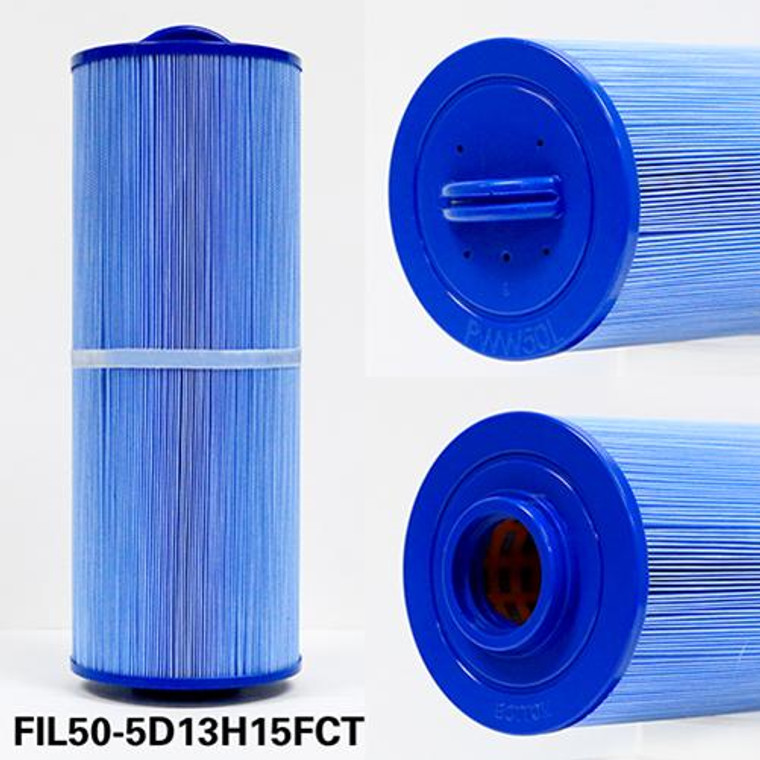 Cal Spa Filter, 50 Sq Ft. 5" ODX 13" H x 1.5" ID, Female Coarse Thread (FIL50-5D13H15FCT-3)