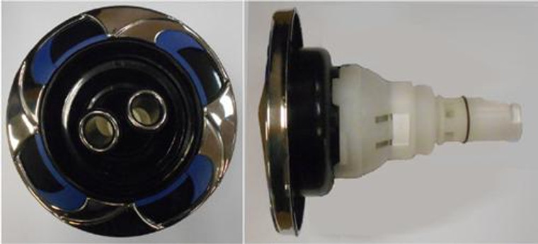 5" Cal Spas Jet Insert (5DR) 5" Velocity Double Roto Stainless Escutcheon, Blue Insert, Black Flange, Black Eyeball with Stainless Nozzle Ring (29950-032-400)