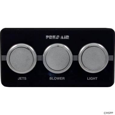 Spa 3-Button Panel Kit Black/Chrome (Air) 1 - SpaParts123