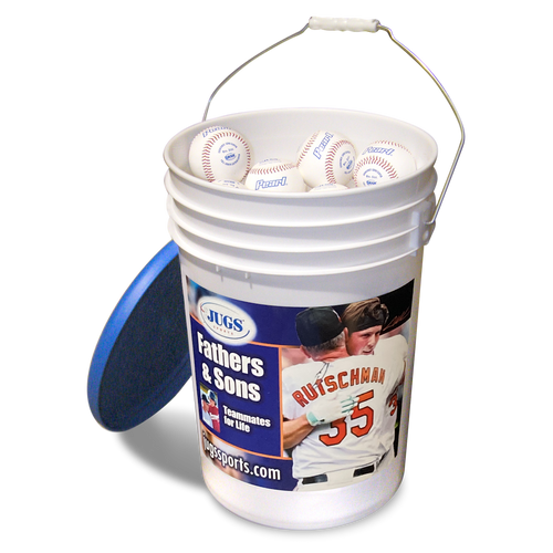 Bucket of JUGS Pearl Baseballs