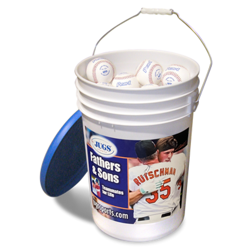 Bucket of JUGS Pearl Baseballs