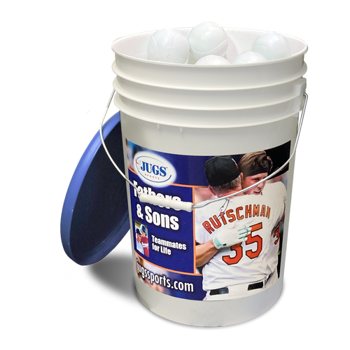 Bucket of JUGS White Seamed Sting-Free Baseballs