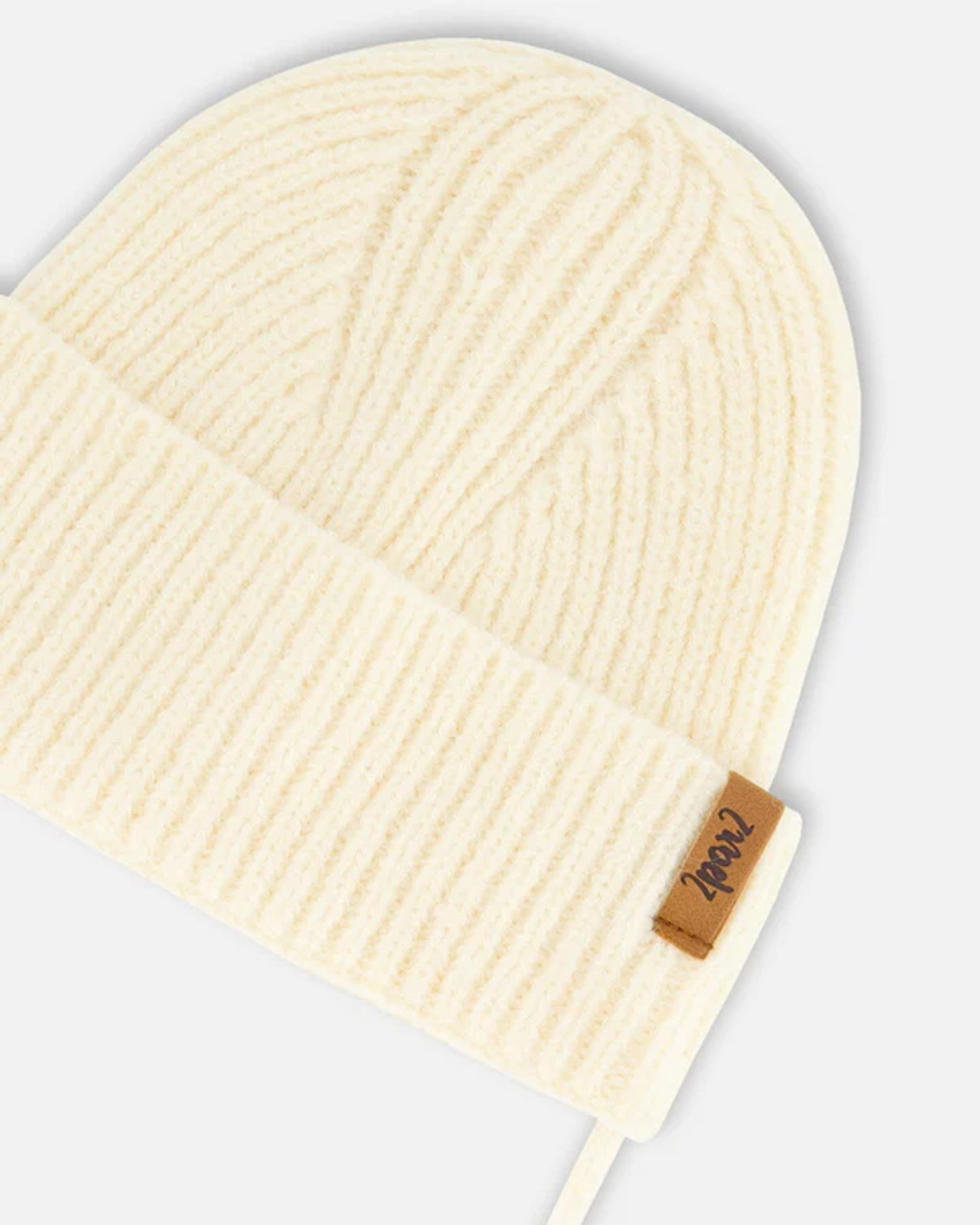 Knit Hat With String - White - Baby Crossing