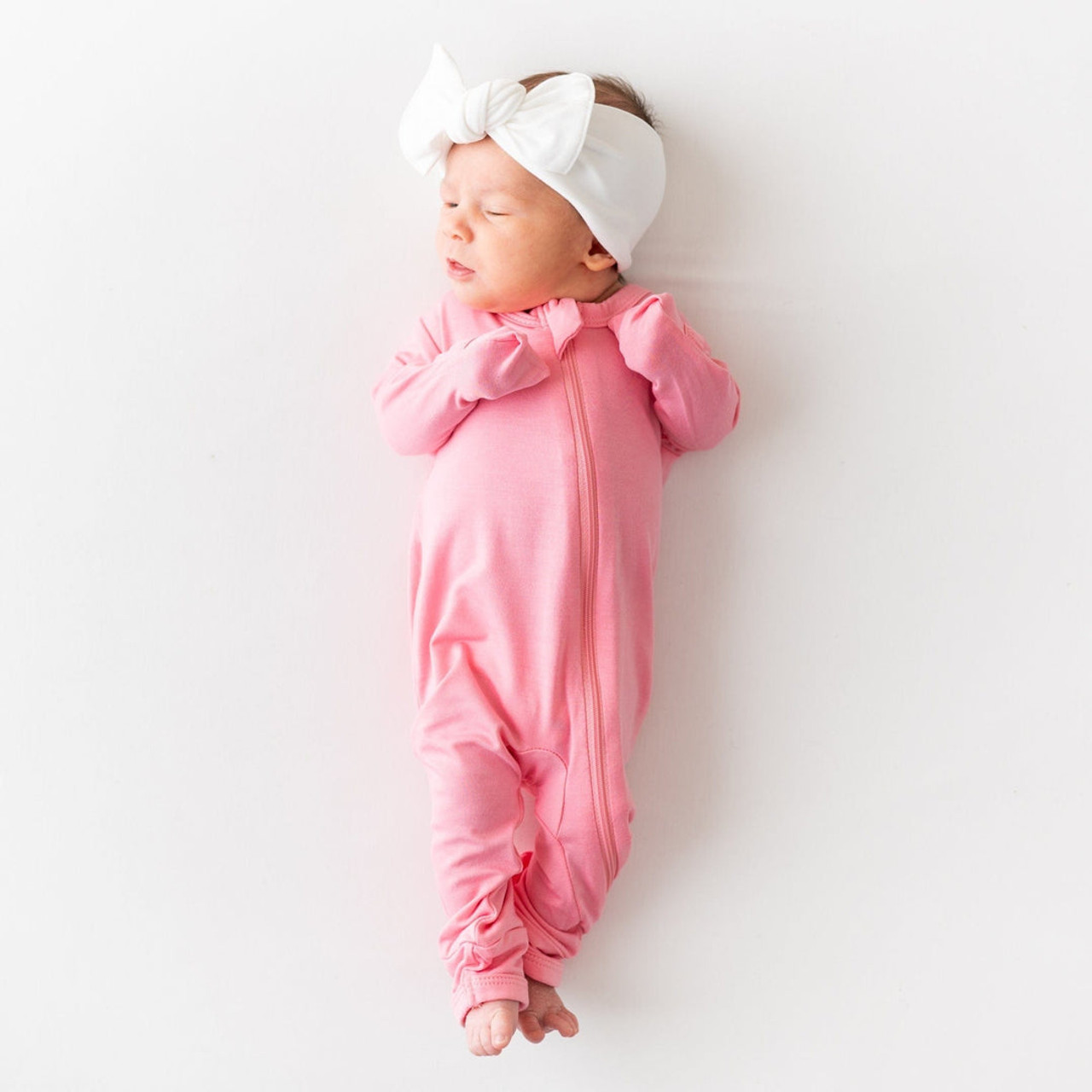 Bamboo Zippered Romper - Rose - Baby Crossing