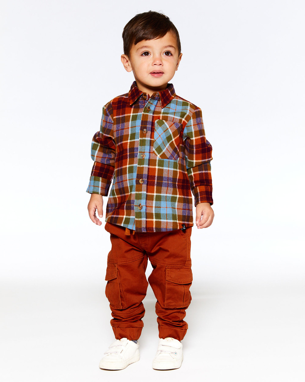 Orange Plaid Flannel Shirt - Toddler - Baby Crossing