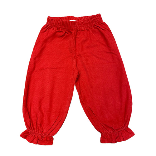 Red Corduroy Ruffle Trim Pants - Toddler