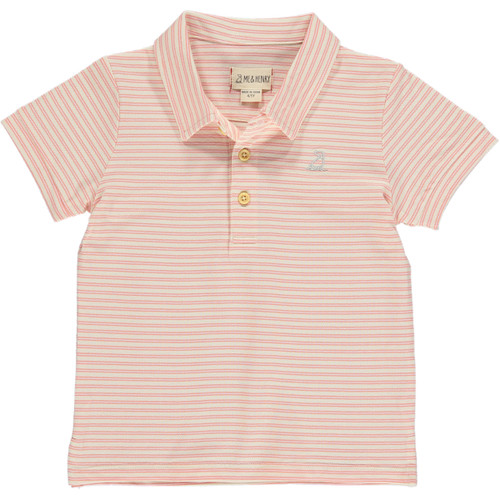 Cream & Orange Stripe Polo - Toddler