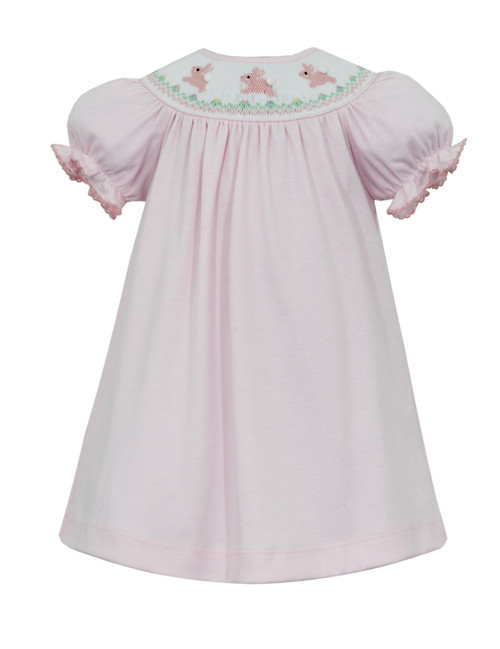 Pink Bunny Smocked Bishop Dress