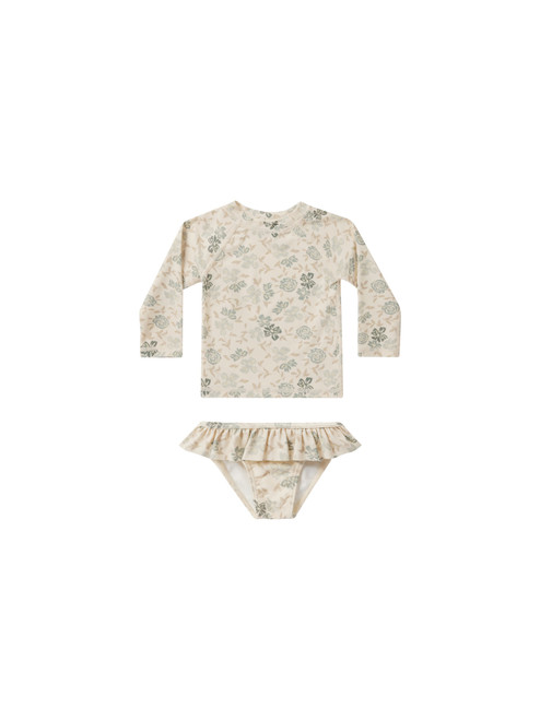 Blue Floral Rash Guard Set - Toddler