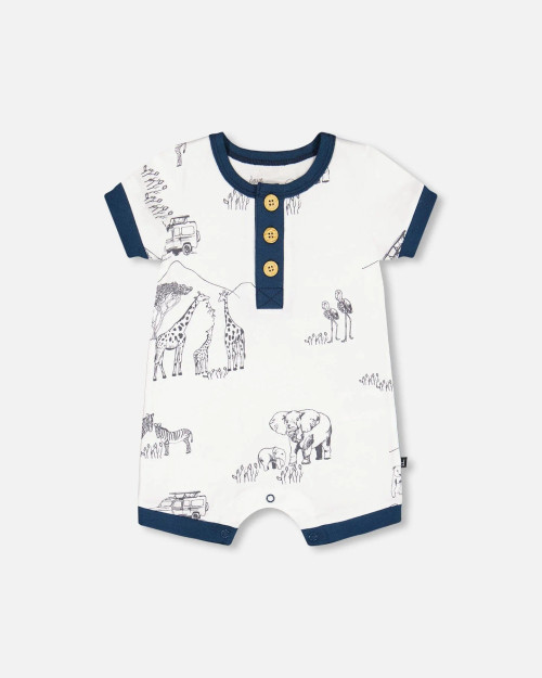 Organic Safari Jungle Shortall - White