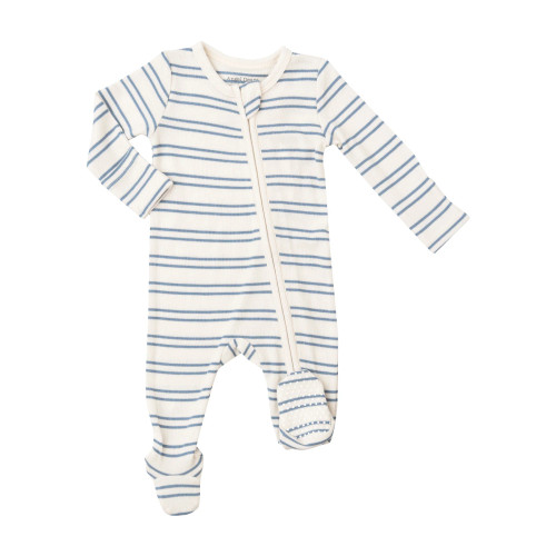 2 Way Zipper Footie - Blue Stripe | Registry Item For M+M