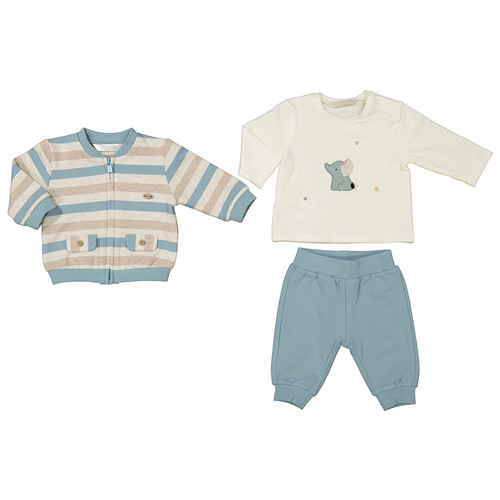 3 Piece Blue N' Tan Stripe Tracksuit