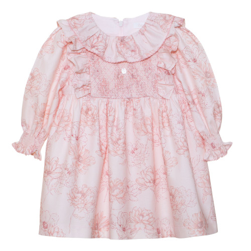 Pink Peonies Smock Dress