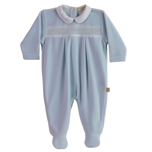 Blue Velour Smock Footie