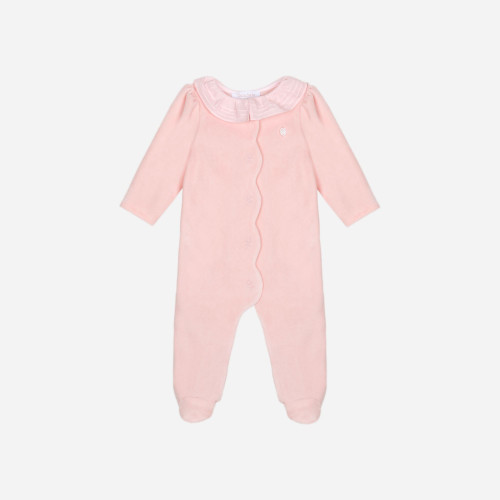 Pink Velour Scallop Footie