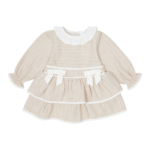 Beige Knit Dress with Bows - Toddler