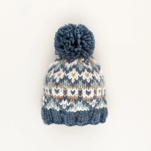 Fairisle Slate Blue Beanie Hat