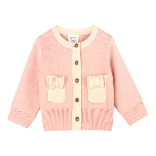 Pink Bow Pockets Cardigan