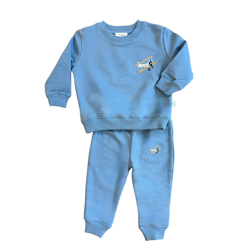 Embroidered Plane French Terry Set