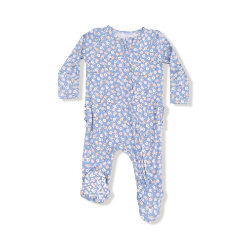 Ruffle Back Zipper Footie - Calico