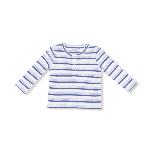 Long Sleeve Henley - Blue Stripe