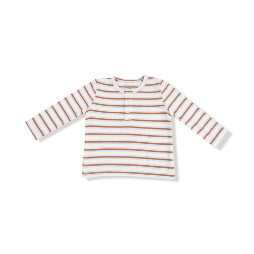 Long Sleeve Henley - Brown Stripe - Toddler