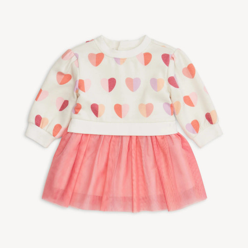 Pink Hearts Sweatshirt Tutu Dress - Toddler