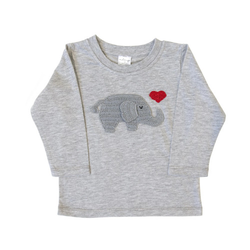 Grey Valentine Elephant Tee - Toddler