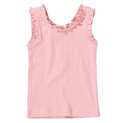 Pink Ruffle Rib Tank - Toddler
