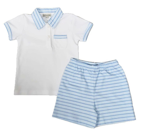 Light Blue Stripe Short Set